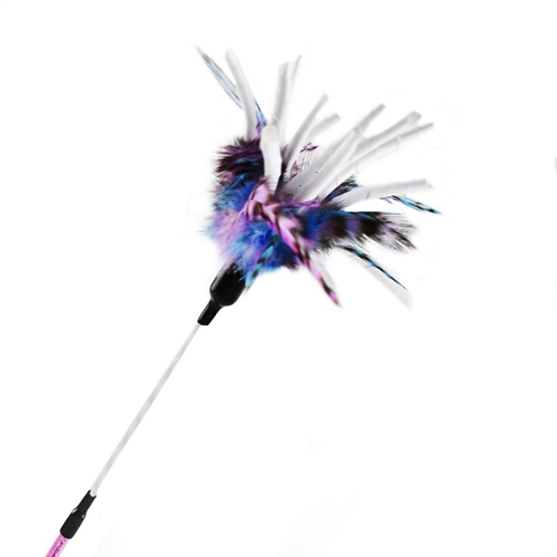 Interactive Cat Toy Funny Simulation Feather Bird with Bell Cat Stick Toy for Kitten Playing Teaser Wand Toy Cat Supplies