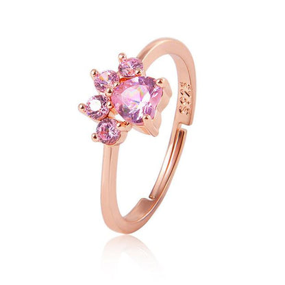 Pink Paw Crystal Ring